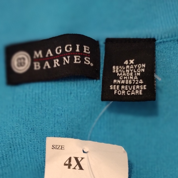 x2 Maggie Barnes TAGS Tank Tops, 4X/ 26W, Round neck, stretch,Turquoise & FUSCIA - Picture 10 of 10